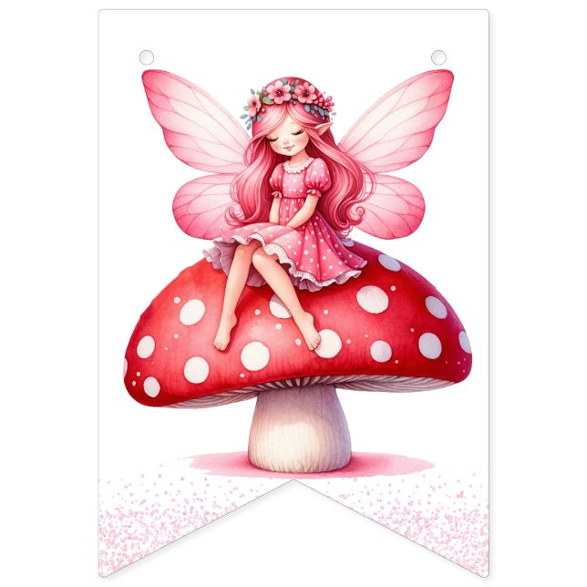 Bandeirinha Bandeirola de Aniversário da Princesa Fada (Primeira Bandeira)