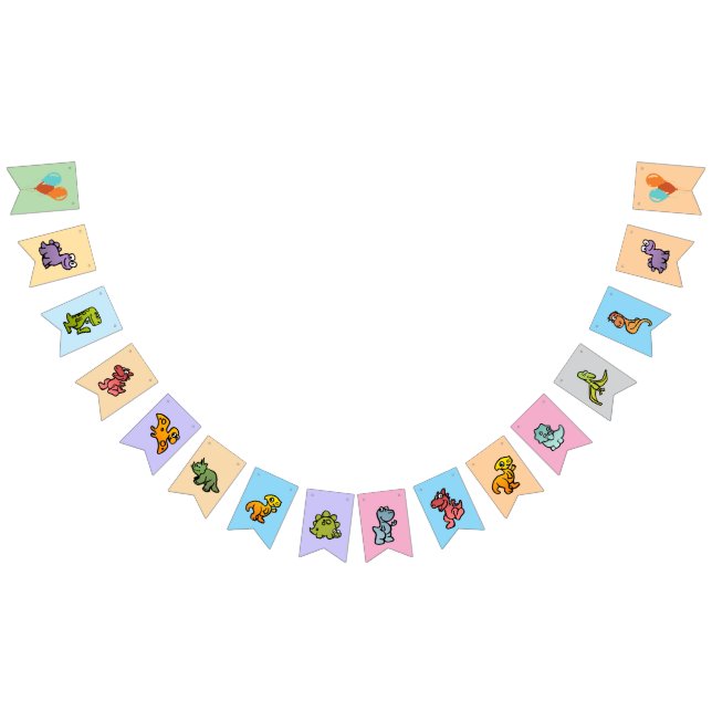 Bandeirinha Bandeirola de Aniversário Pastel Dino (Todos)