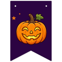 Bandeirola de Feliz Halloween com Abóbora Fofa