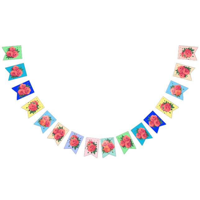 Bandeirinha Bandeirolas de Dia dos Namorados com Rosas (Todos)