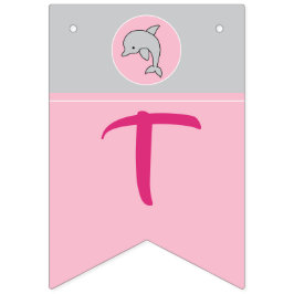 Bandeirinha Banner da cauda do chá de fraldas rosa/golfinho Ci