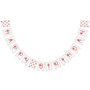 Bandeirinha Banner de Aniversário de 1 ano da Cereja