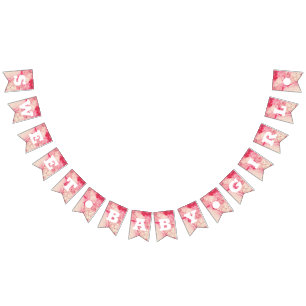 Bandeirinha Banner de aniversário de Chá de fraldas rosa doce 