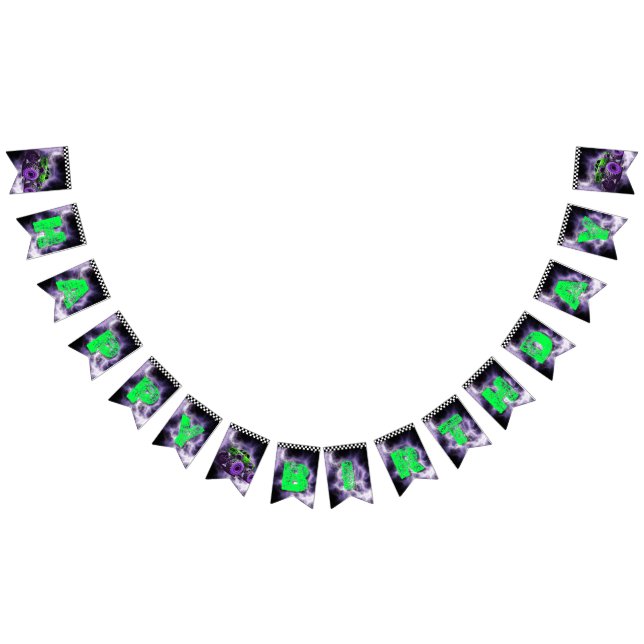 Bandeirinha Banner de Aniversário do Caminhão Monstro (Todos)