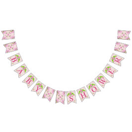 Bandeirinha Banner de bunda Floral, Rosa e Verde,