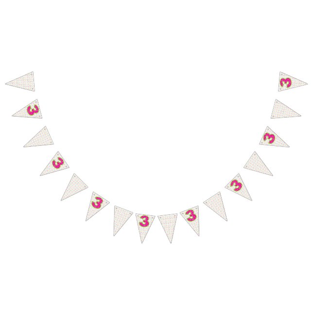 Bandeirinha Banner de Bunting/aniversário de 3 anos (Todos)