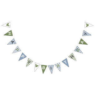 Bandeirinha Banner de Bunting Aniversário Feliz e Cara Tímido