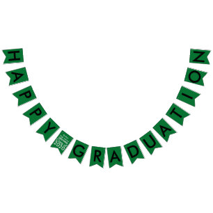 Bandeirinha Banner de Bunting da Escola Negra Verde para Gradu