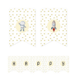 Bandeirinha Banner de bunting de festas com tema espacial