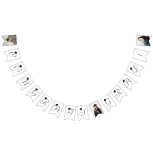 Bandeirinha Banner de bunting de Graduação de Foto Branca Mode