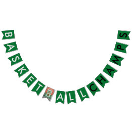 Bandeirinha Banner de Bunting Verde para Campeões de Basquete