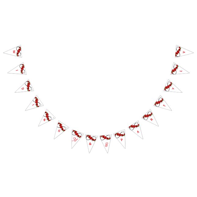 Bandeirinha Banner de Casamento Rosa Vermelha Romântica – Letr (Todos)