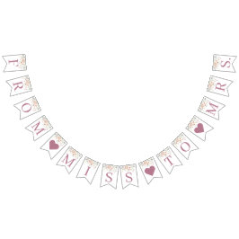 Bandeirinha Banner de Chuveiro de Noiva Floral Rosado