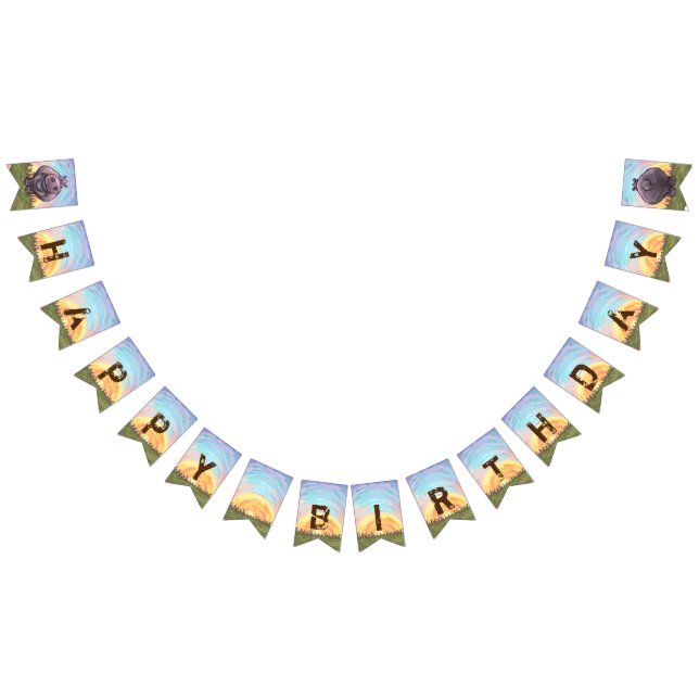 Bandeirinha Banner de Festa de aniversário Hippo de Cabeças e  (Todos)