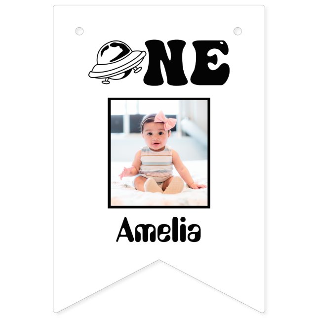 Bandeirinha Banner de Fotografias do primeiro aniversario de T (Primeira Bandeira)