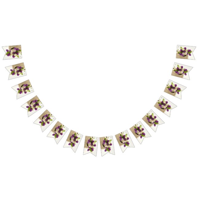 Bandeirinha Banner de Partido do Bunting das Tulipas Roxas e B (Todos)