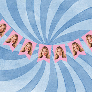 Bandeirinha Banner de rosto de aniversário, Banner de rosto pe
