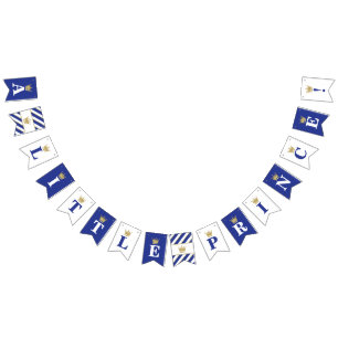 Bandeirinha Banner do Chá de fraldas Príncipe Real Azul