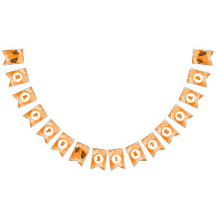 Bandeirinha Banner Floral de Bunting do Orange Happy Birthday