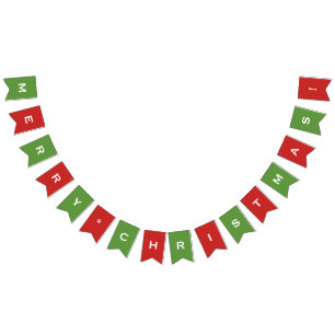 Bandeirinha Banner Personalizável de Feliz Natal Vermelho e Ve