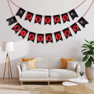 Bandeirinha Banner preto de bunda de Festa de aniversário Ninj