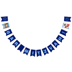 Bandeirinha Bar Personalizado Azul Mitzvah