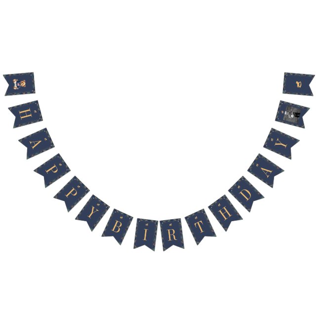 Bandeirinha Beary First Navy Plaid Teddy Bear Happy Birthday (Todos)