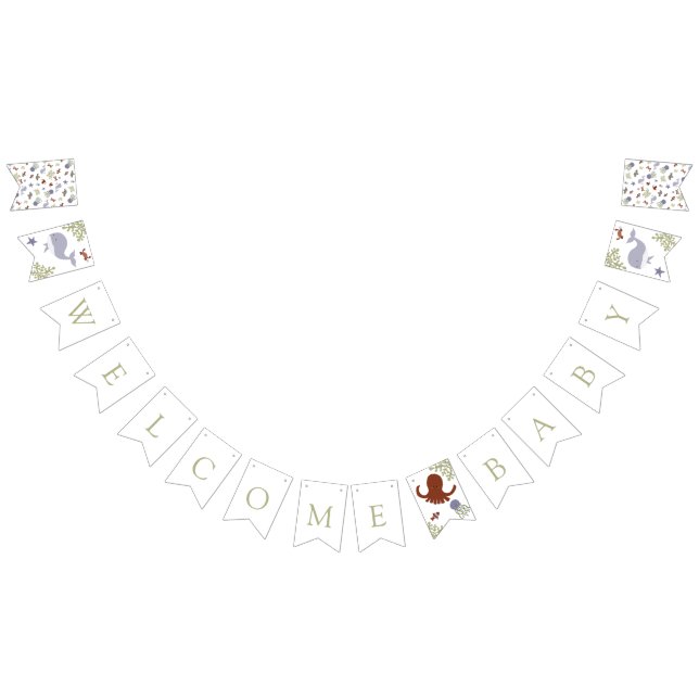 Bandeirinha Bebê bem-vindo sob os tons da Terra do Chá de fral (Todos)