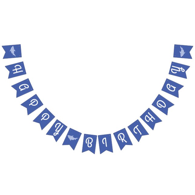 Bandeirinha Bebê Tubarão Feliz Banner de Bunting Aniversário (Todos)