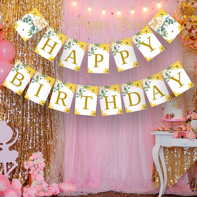 Bandeirinha Bee Birthday (Criador carregado)