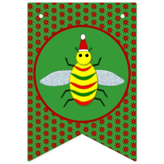 Bandeirinha Belas de Natal e Flores de Poinsettia (Primeira Bandeira)