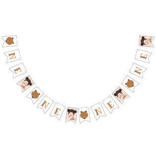 Bandeirinha Belo Urso Uma Foto Primeiro Aniversário