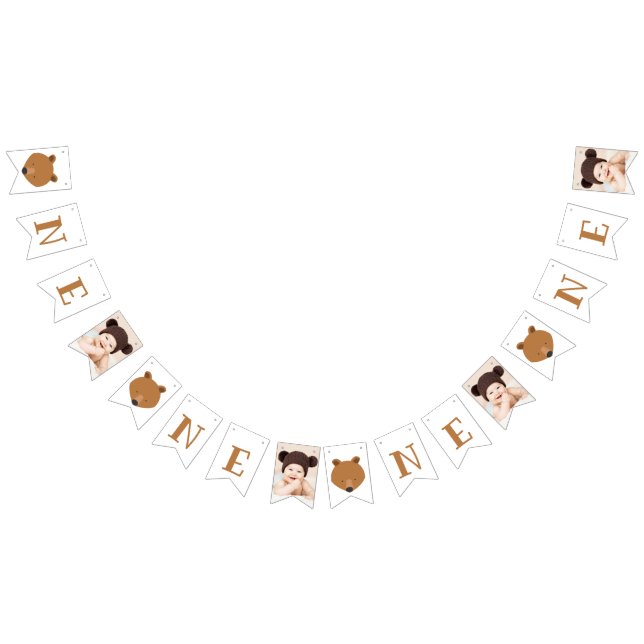 Bandeirinha Belo Urso Uma Foto Primeiro Aniversário (Todos)