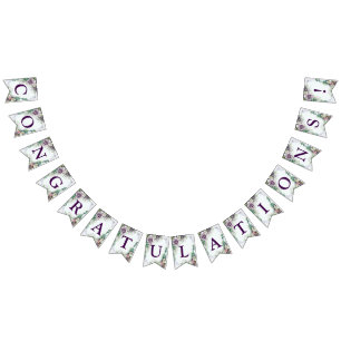 Bandeirinha Bem-vindo à Festa de Casamento Roxo Floral Folhage