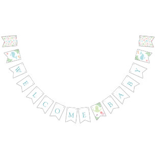 Bandeirinha Bem-vindo Bebê sob o mar pastel de Chá de fraldas