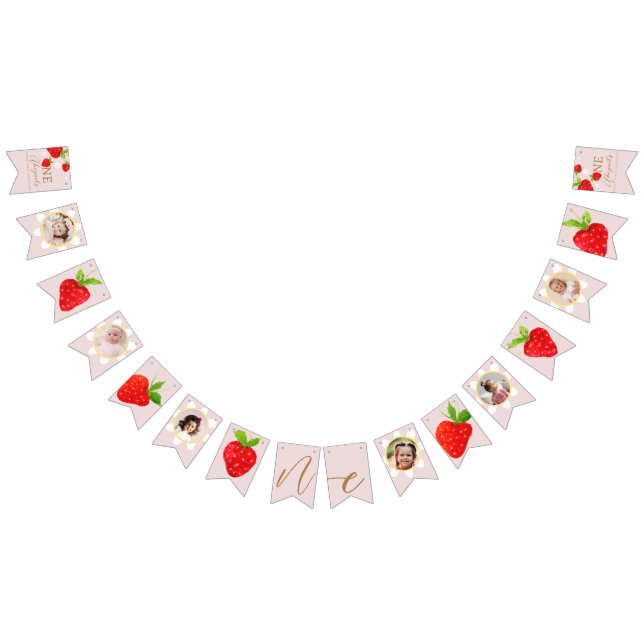 Bandeirinha Berry First 11rua Morango Foto de Aniversário (Todos)