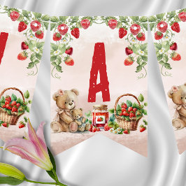 Bandeirinha Berry First Strawberry and Bear Birday