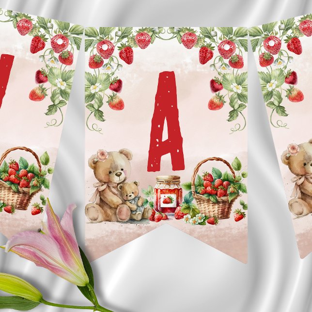Bandeirinha Berry First Strawberry and Bear Birday (Criador carregado)