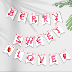 Bandeirinha Berry Sweet Strawberry Gingham Pink Red Bach