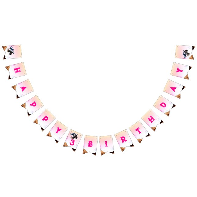 Bandeirinha Biker Kid Stirt Stunt Bike Birthday Bunting Flags (Todos)