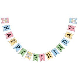 Bandeirinha Biscuit Samoyed Happy Birthday Party Bunting Flags