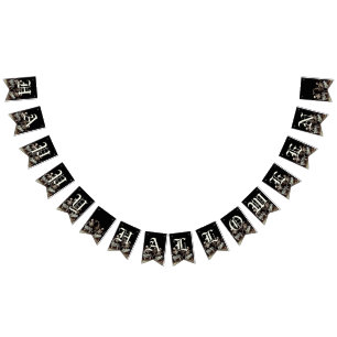 Bandeirinha Black Death Dancing Skeletons Halloween