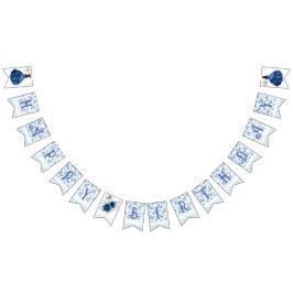 Bandeirinha Blue Floral Princess Girl Festa de aniversário