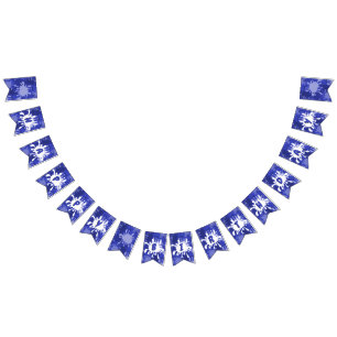 Bandeirinha Blue Happy Birthday Painting Splatter