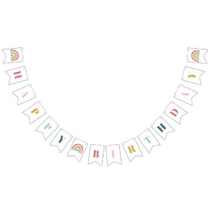 Bandeirinha Bô-Arco-Íris Rosa Bonito Aniversário