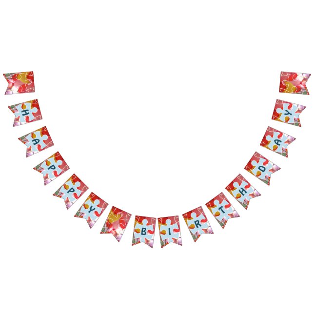 Bandeirinha Boa Quebra-cabeça Balão Feliz Aniversário (Todos)