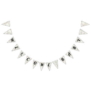 Bandeirinha Boas-vindas Mapa do Baby Vintage Banner do Chá de 