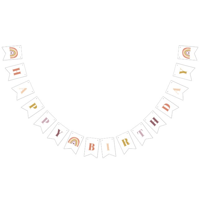 Bandeirinha Boho-Arco-Arco-Íris Cute Aniversário (Todos)