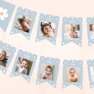 Bandeirinha Boho Daisy First Birthday Photo Banner