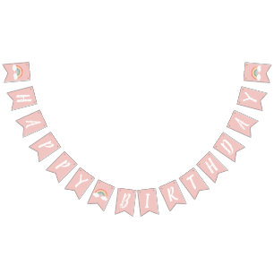 Bandeirinha Boho Rainbow Party Pink Girl